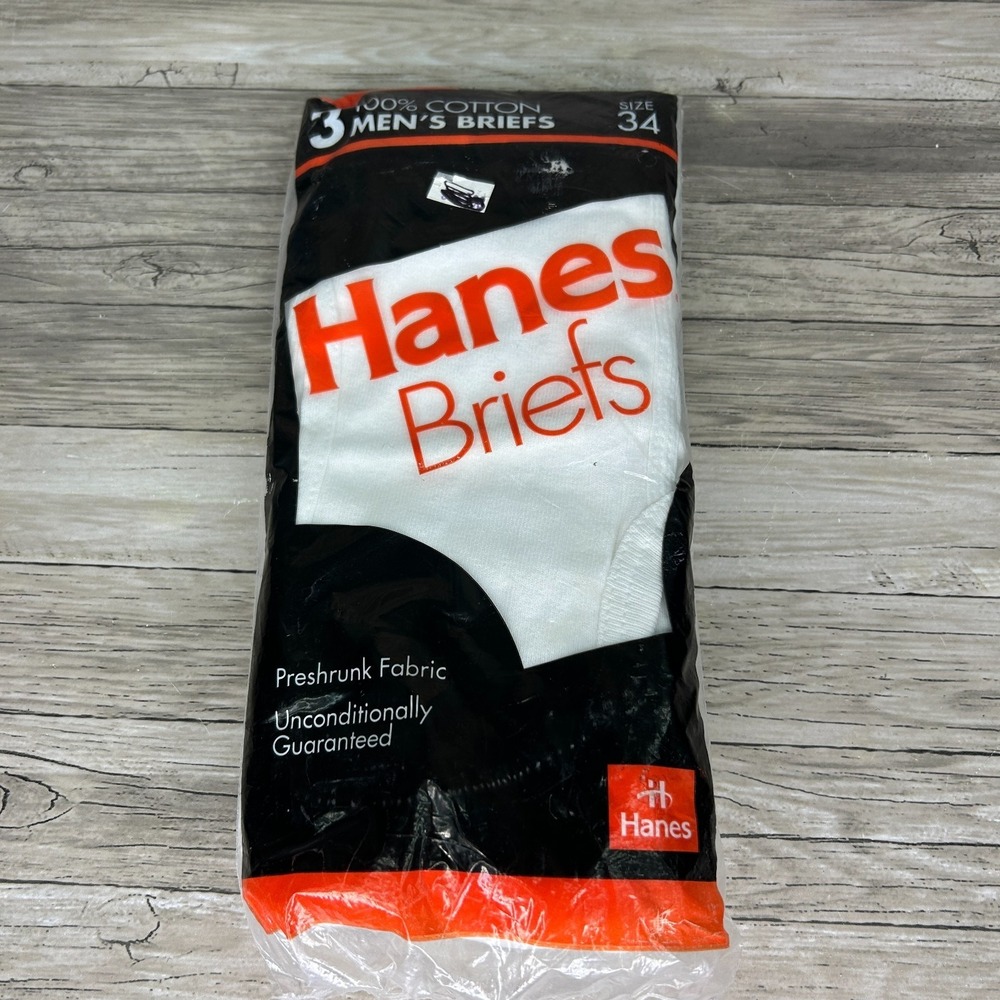 Hanes 2249 Men's White Underwear Briefs Size 34 Made In USA Vintage 1990s